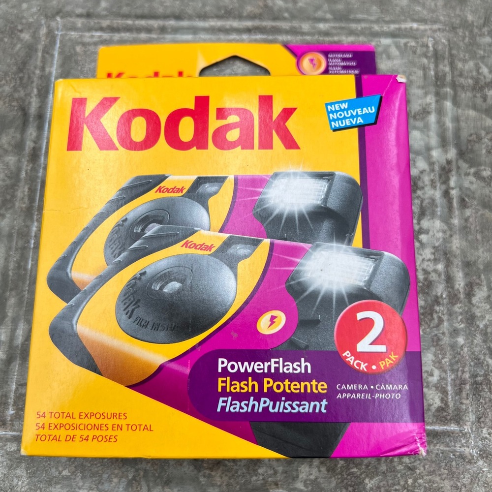 Kodak PowerFlash Single Use Camera 2 Pack 800 ISO 54 Total Exposures Exp 2008